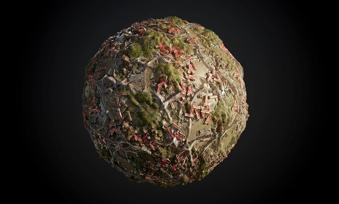 Ground Forrest Roots Grass Stone Seamless PBR Texture Texture