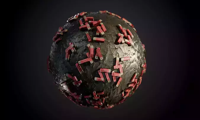 Ground Metal Rusty Shotgun Shells Seamless PBR Texture