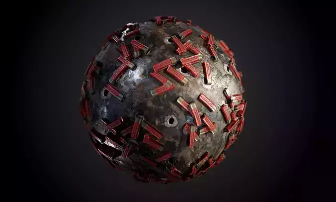 Ground Metal Rusty Shotgun Shells Seamless PBR Texture