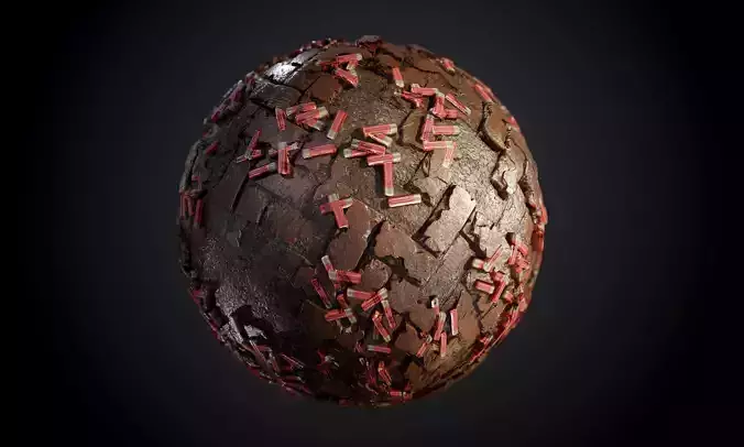Herringbone Stone Pavers Shotgun Shells Seamless PBR Texture Texture