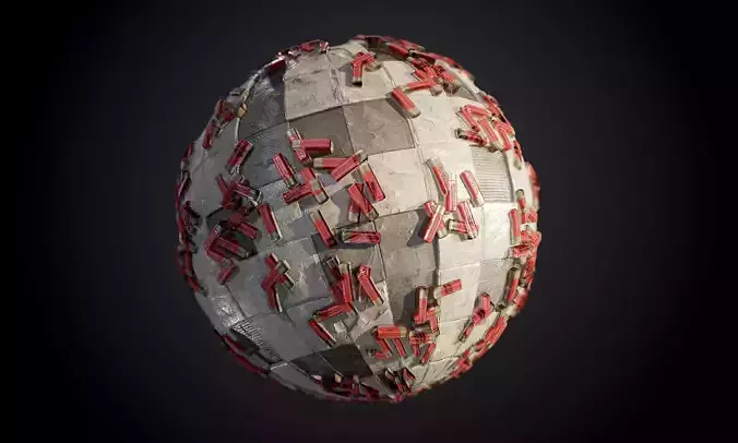 Tile Damaged Floor Shotgun Shells Seamless PBR Texture