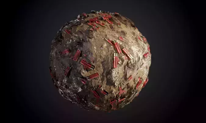 Mud Dirt Floor Shotgun Shells Seamless PBR Texture