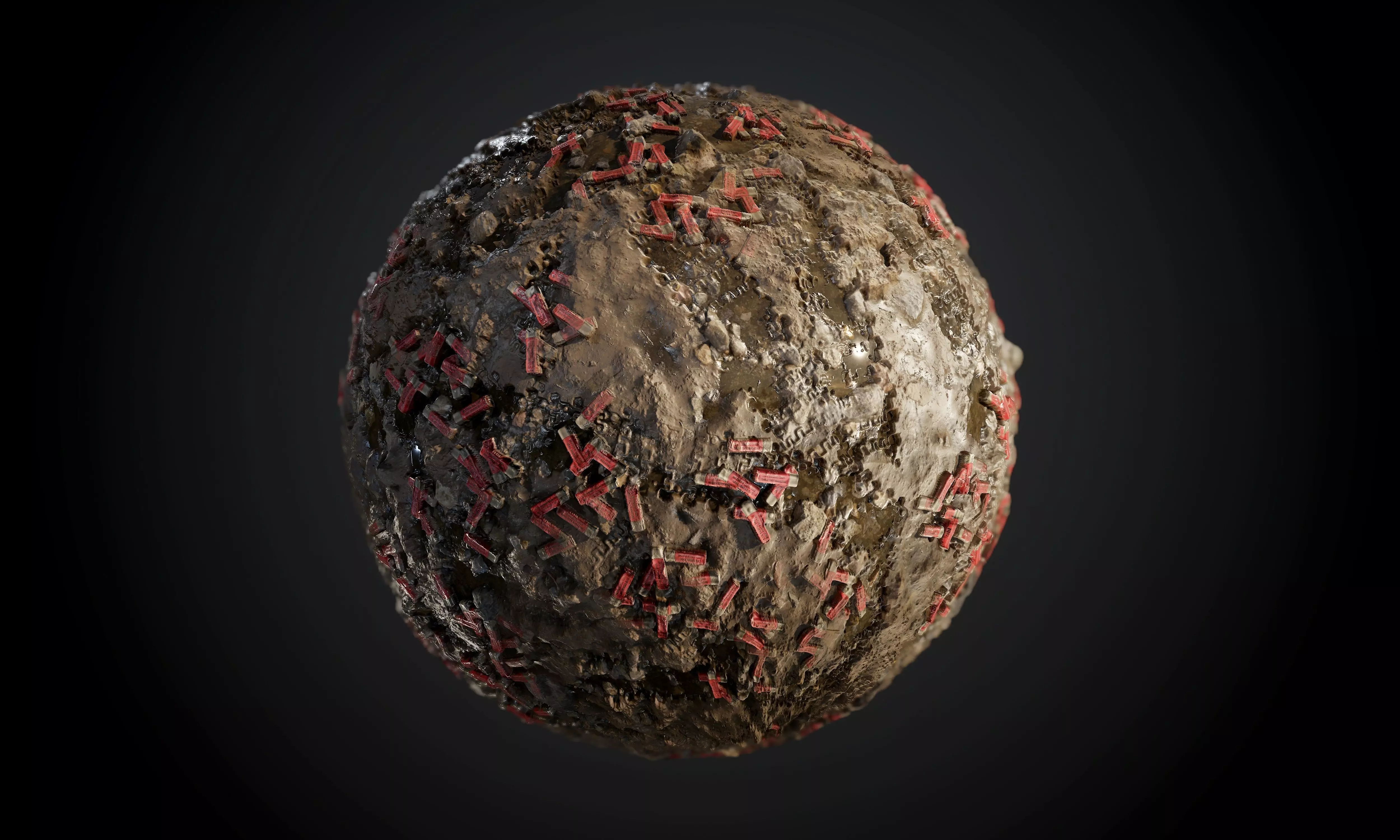 Mud Dirt Soil Damaged Floor Shotgun Shells Seamless PBR Texture Texture_0
