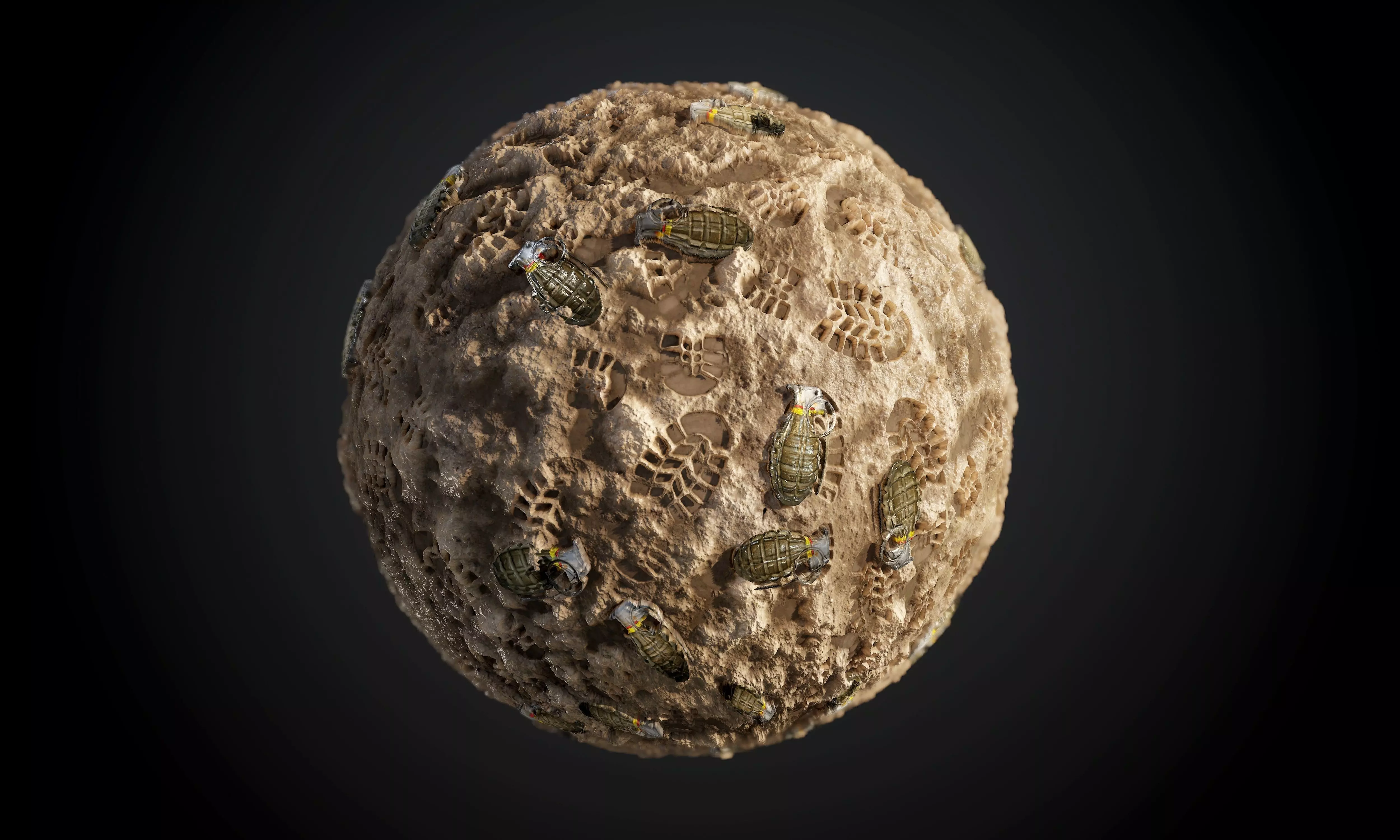 Mud Sand Grenade Ground Terrain Seamless PBR Texture Texture_0