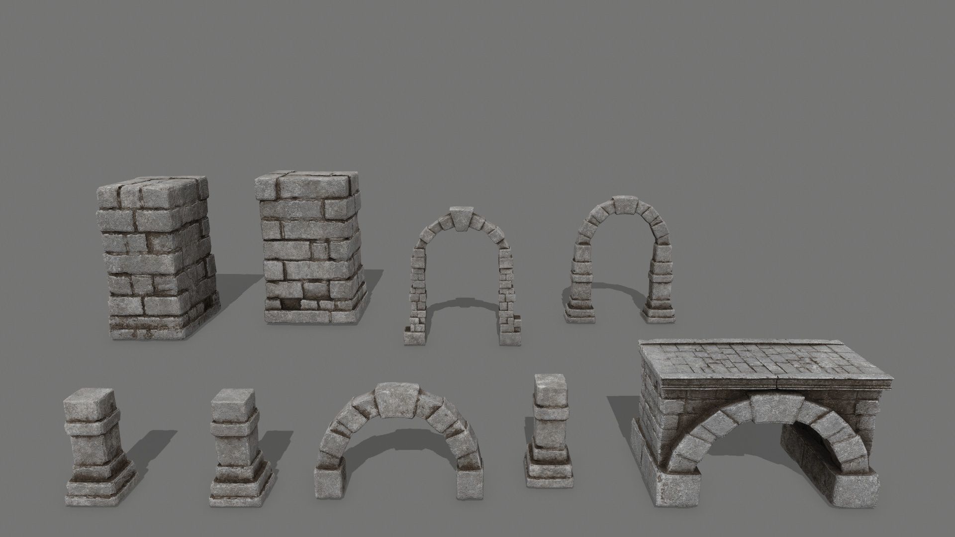 old ruin set Low-poly 3D model_10