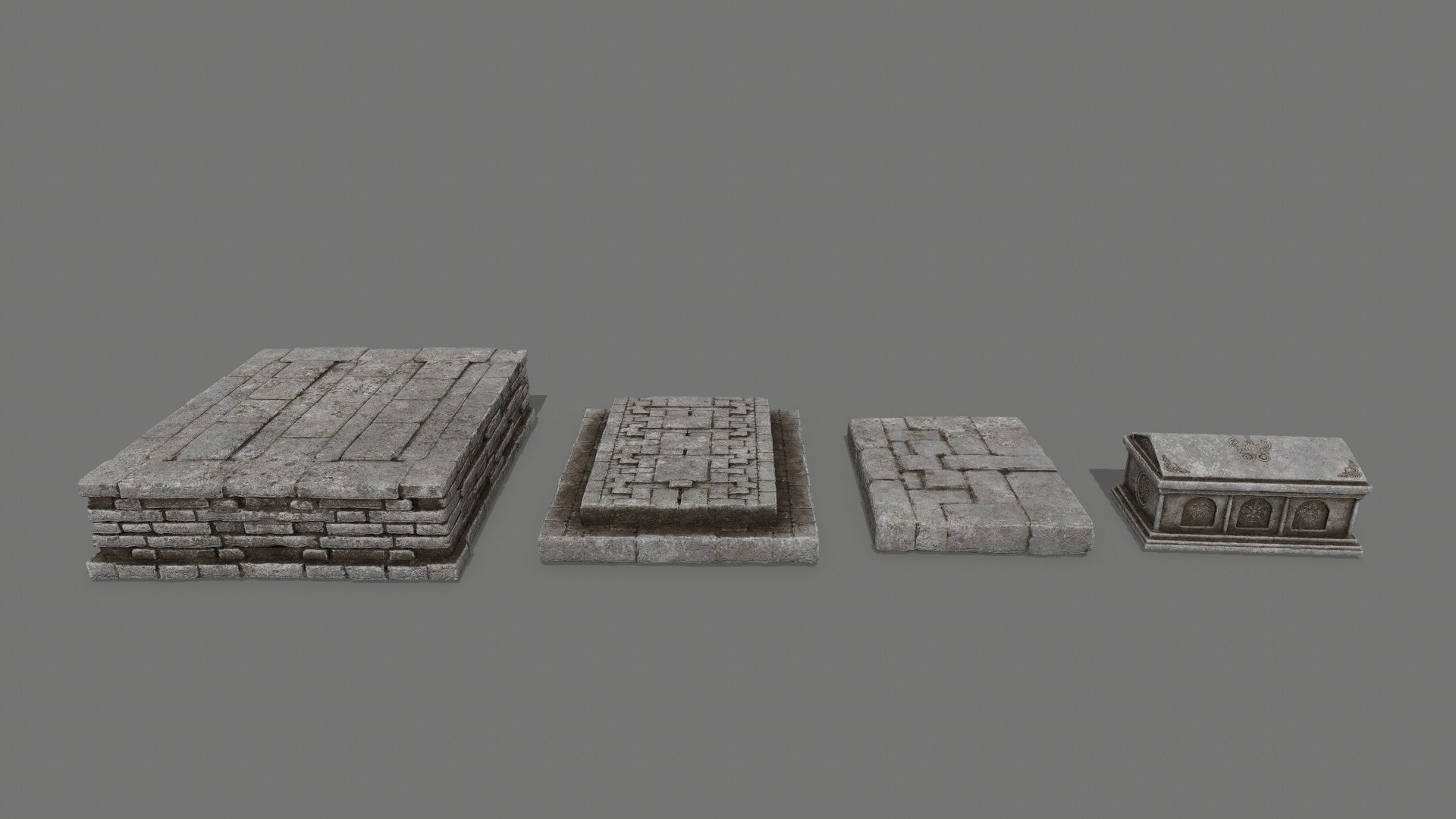 old ruin set Low-poly 3D model_3