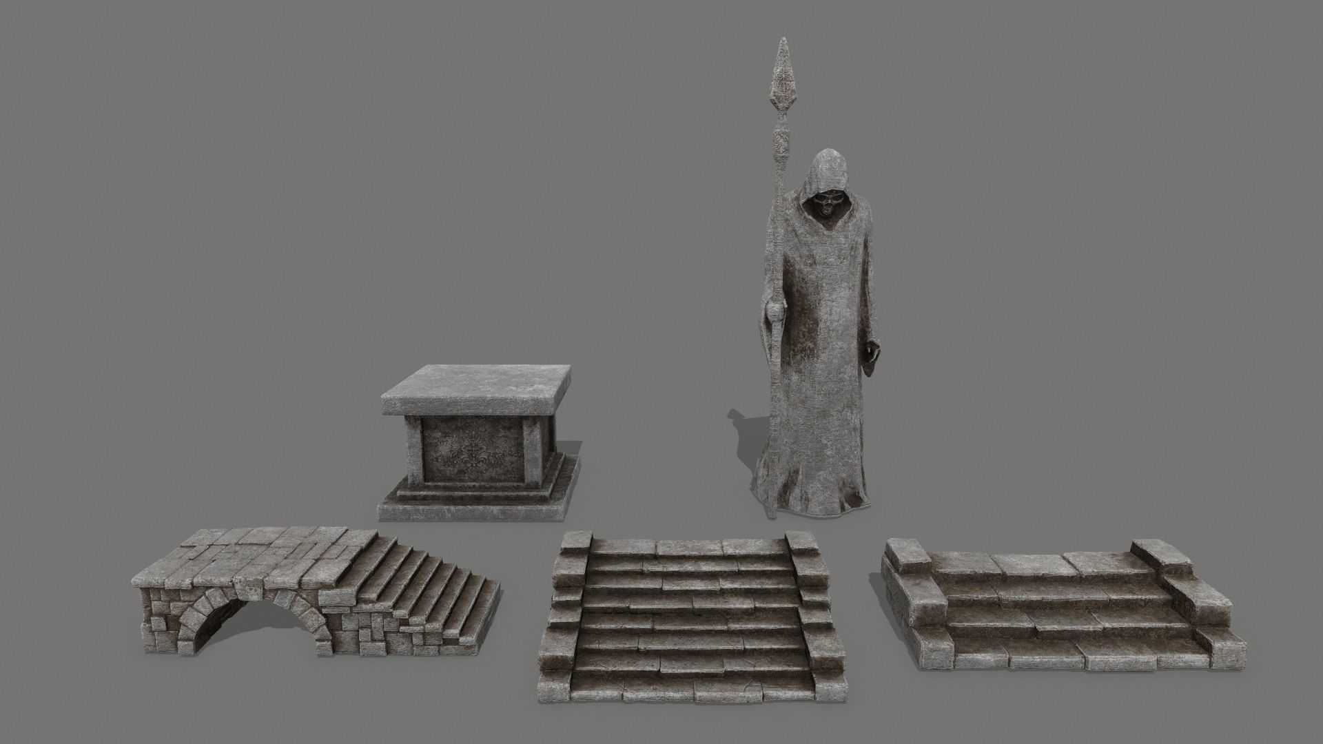 old ruin set Low-poly 3D model_2