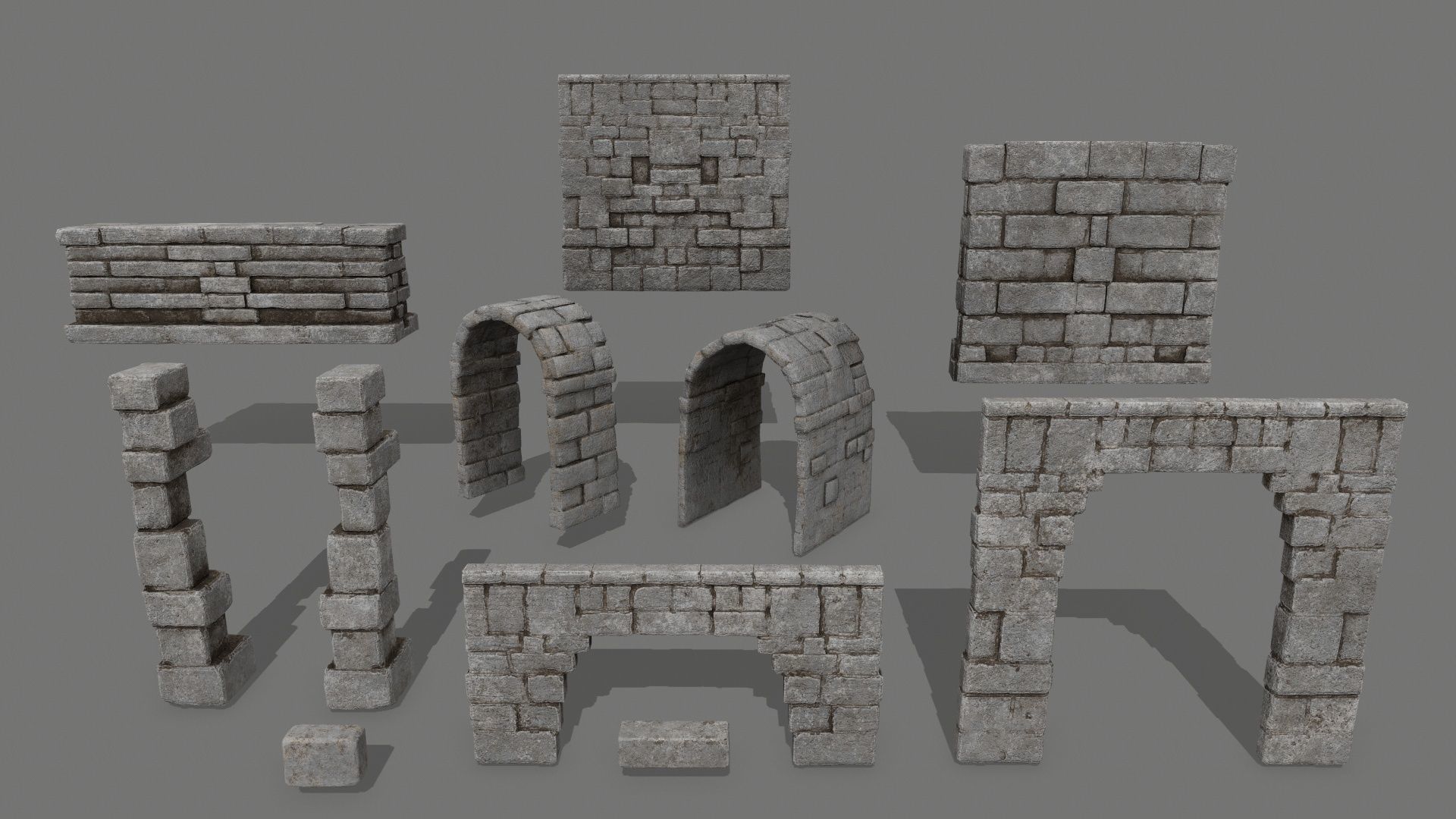 old ruin set Low-poly 3D model_9