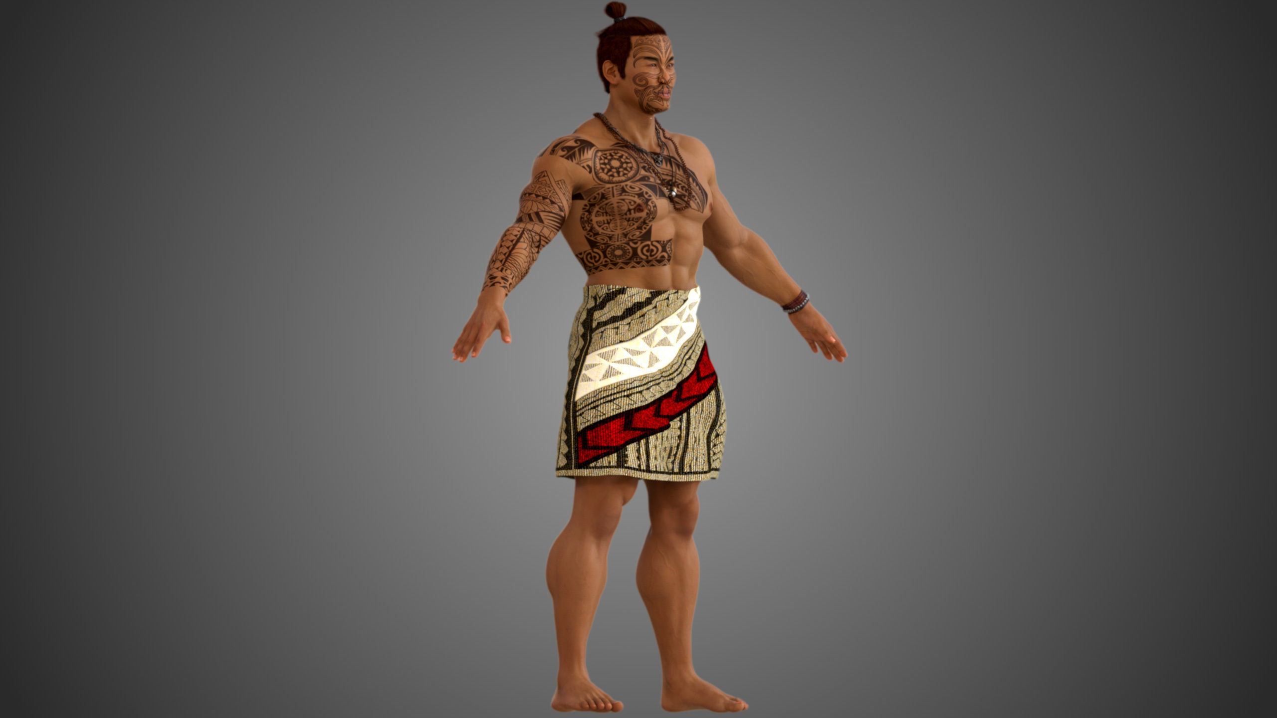 Native Polynesian Male 3D model_4