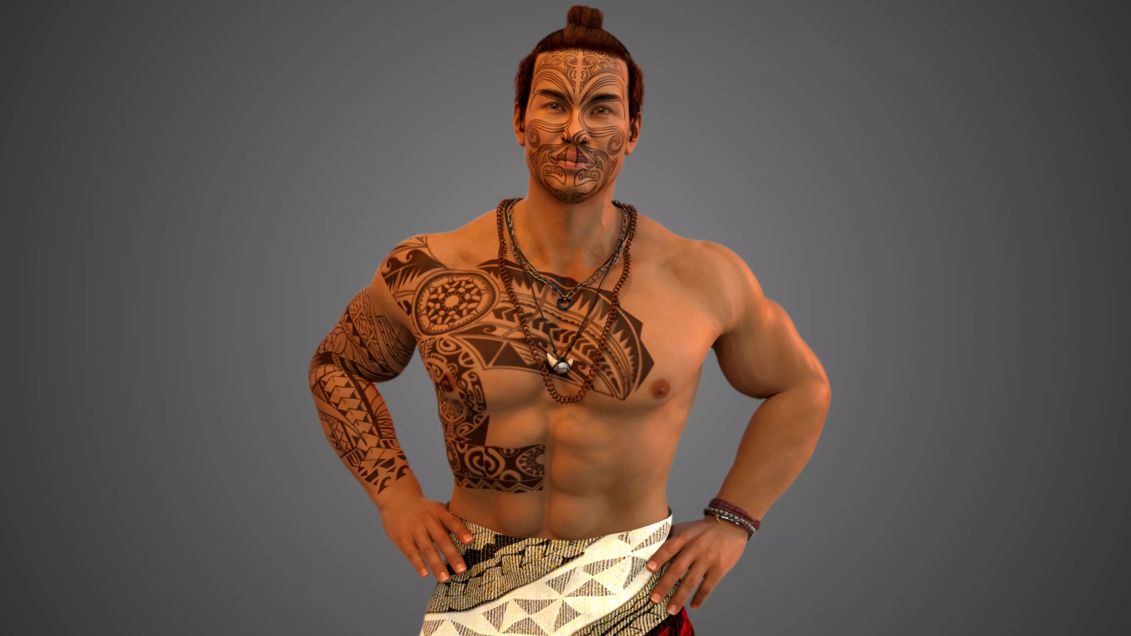 Native Polynesian Male 3D model_0