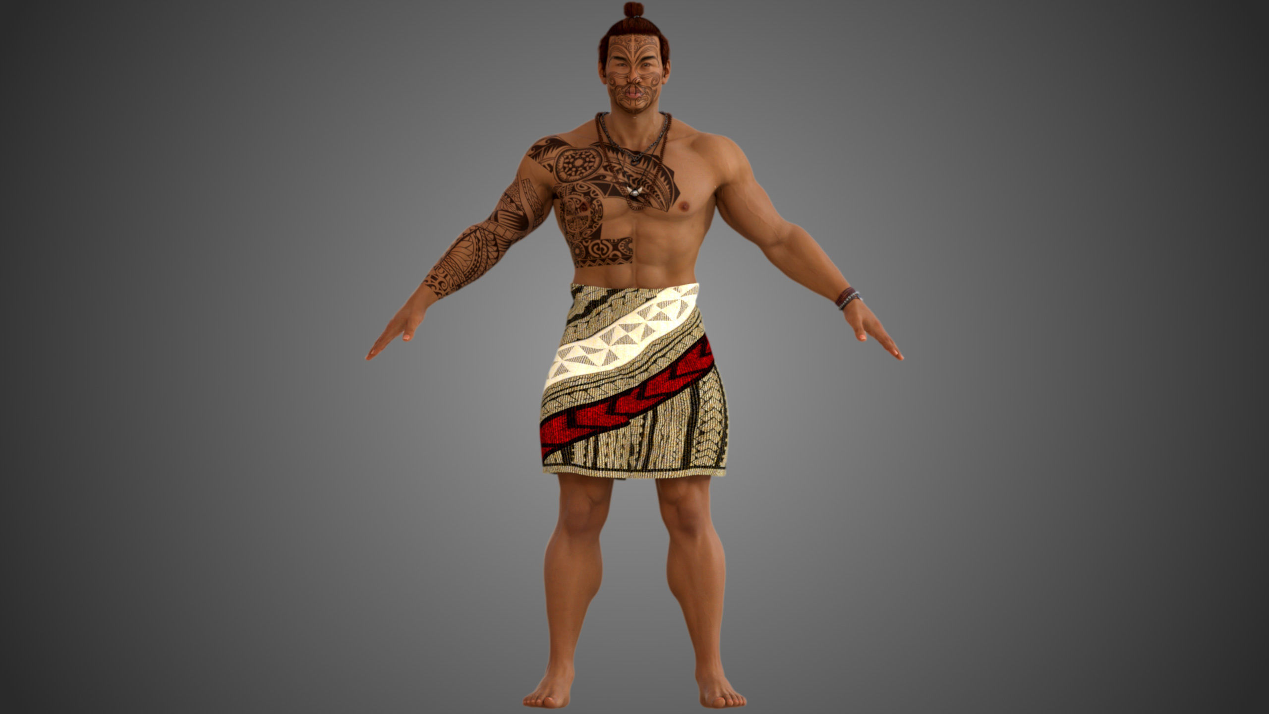 Native Polynesian Male 3D model_5