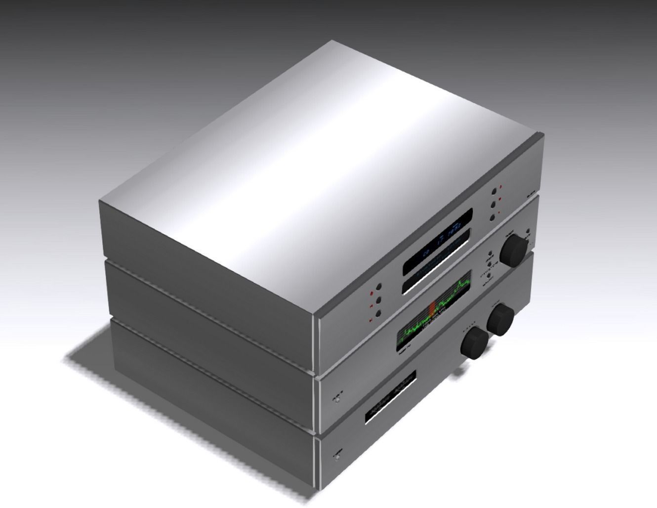 Stereo Equalizer CD Player Tuner Low-poly 3D model_3