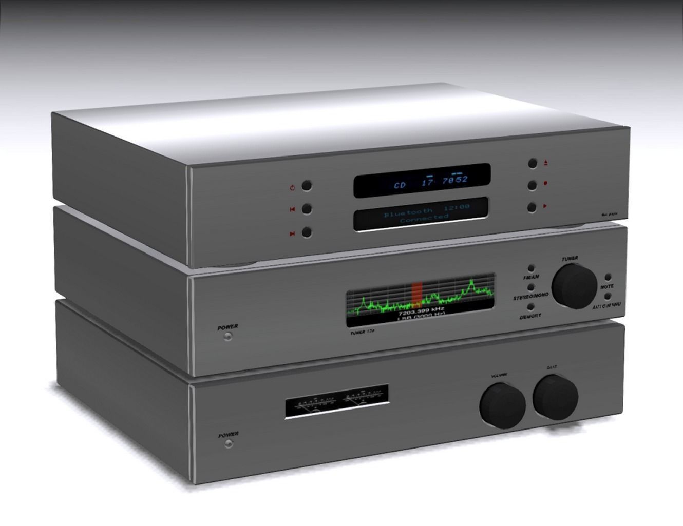 Stereo Equalizer CD Player Tuner Low-poly 3D model_4