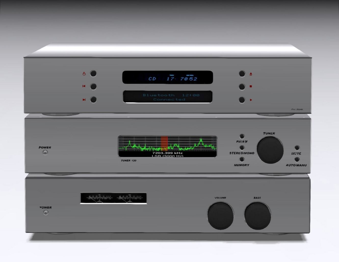 Stereo Equalizer CD Player Tuner Low-poly 3D model_1