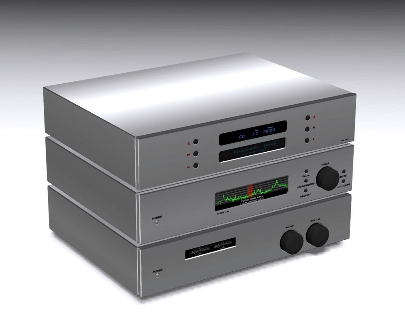 Stereo Equalizer CD Player Tuner Low-poly 3D model_2