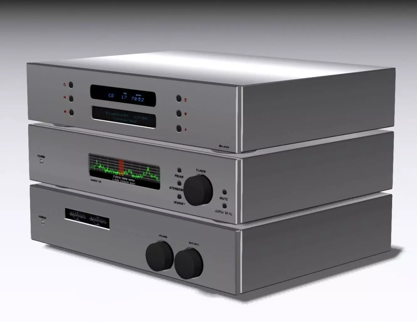 Stereo Equalizer CD Player Tuner Low-poly 3D model_0