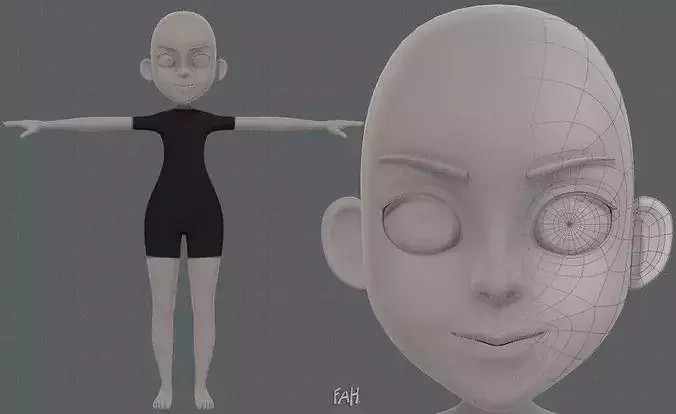 3D model Anime Stylize base mesh model Ver04 VR / AR / low-poly | CGTrader