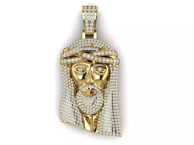 Jesus head 3d pendant 