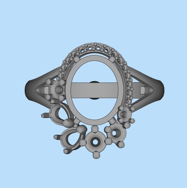 Women ring with gems 3dm stl vintage 3D print model_20