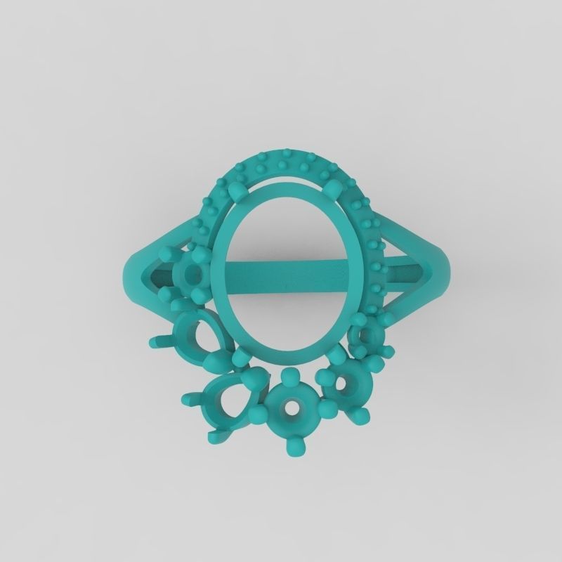 Women ring with gems 3dm stl vintage 3D print model_9
