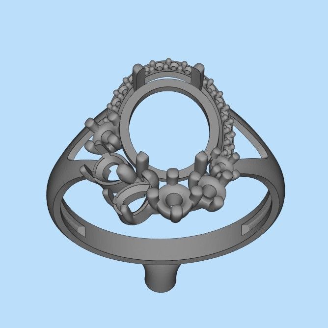 Women ring with gems 3dm stl vintage 3D print model_22