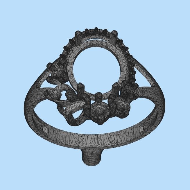 Women ring with gems 3dm stl vintage 3D print model_23