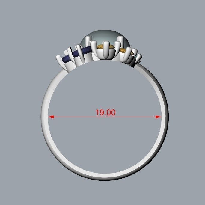 Women ring with gems 3dm stl vintage 3D print model_12