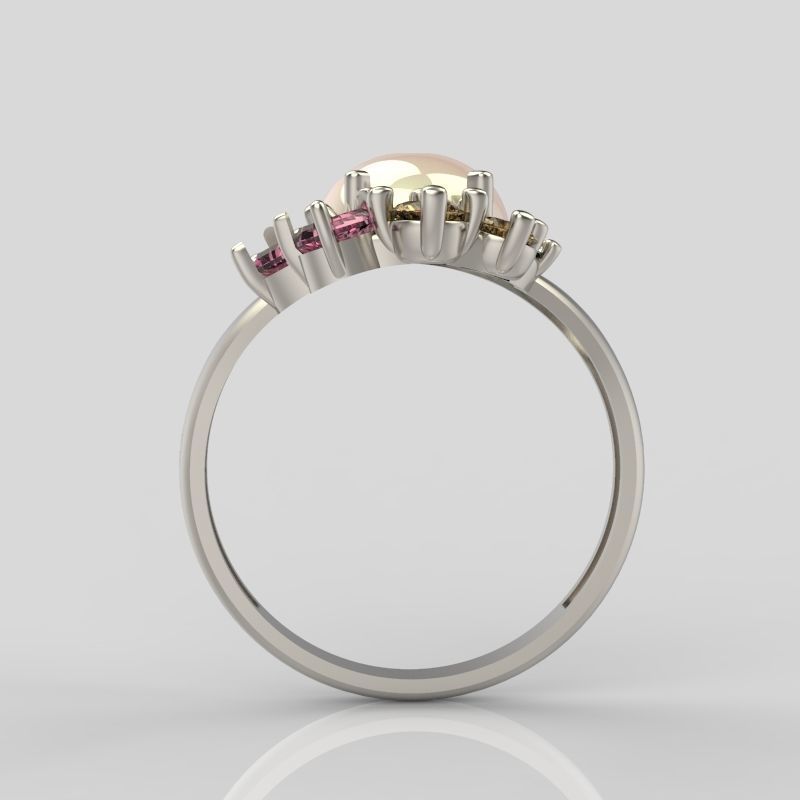 Women ring with gems 3dm stl vintage 3D print model_5