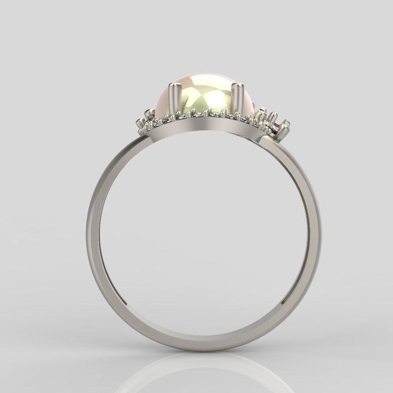 Women ring with gems 3dm stl vintage 3D print model_6