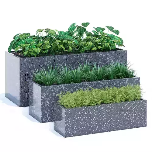 Lightweight concrete planter with plants in it