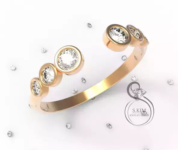  Lightweight Ring with round gems 