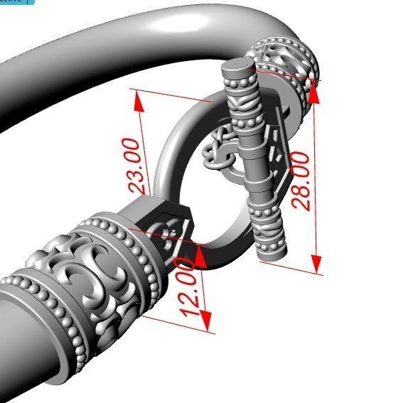 Bracelet with cord 3D print model_2