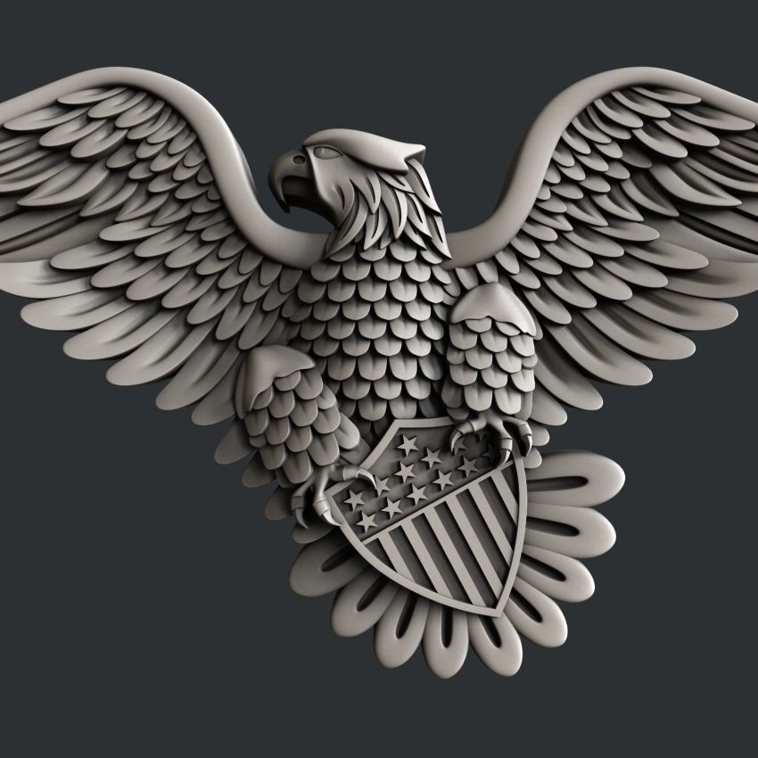 3d STL models for CNC router USA eagle 3D model_1