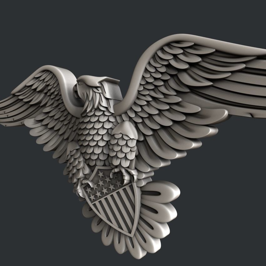 3d STL models for CNC router USA eagle 3D model_3
