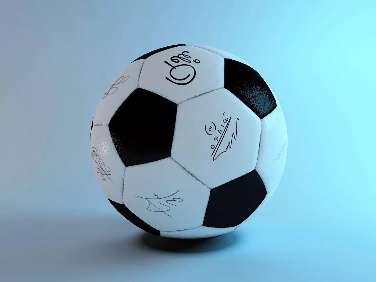 Football soccer ball with signatures Free 3D model_0