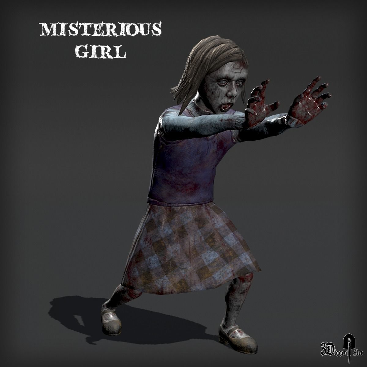 Mysterious Girl Low-poly 3D model_6