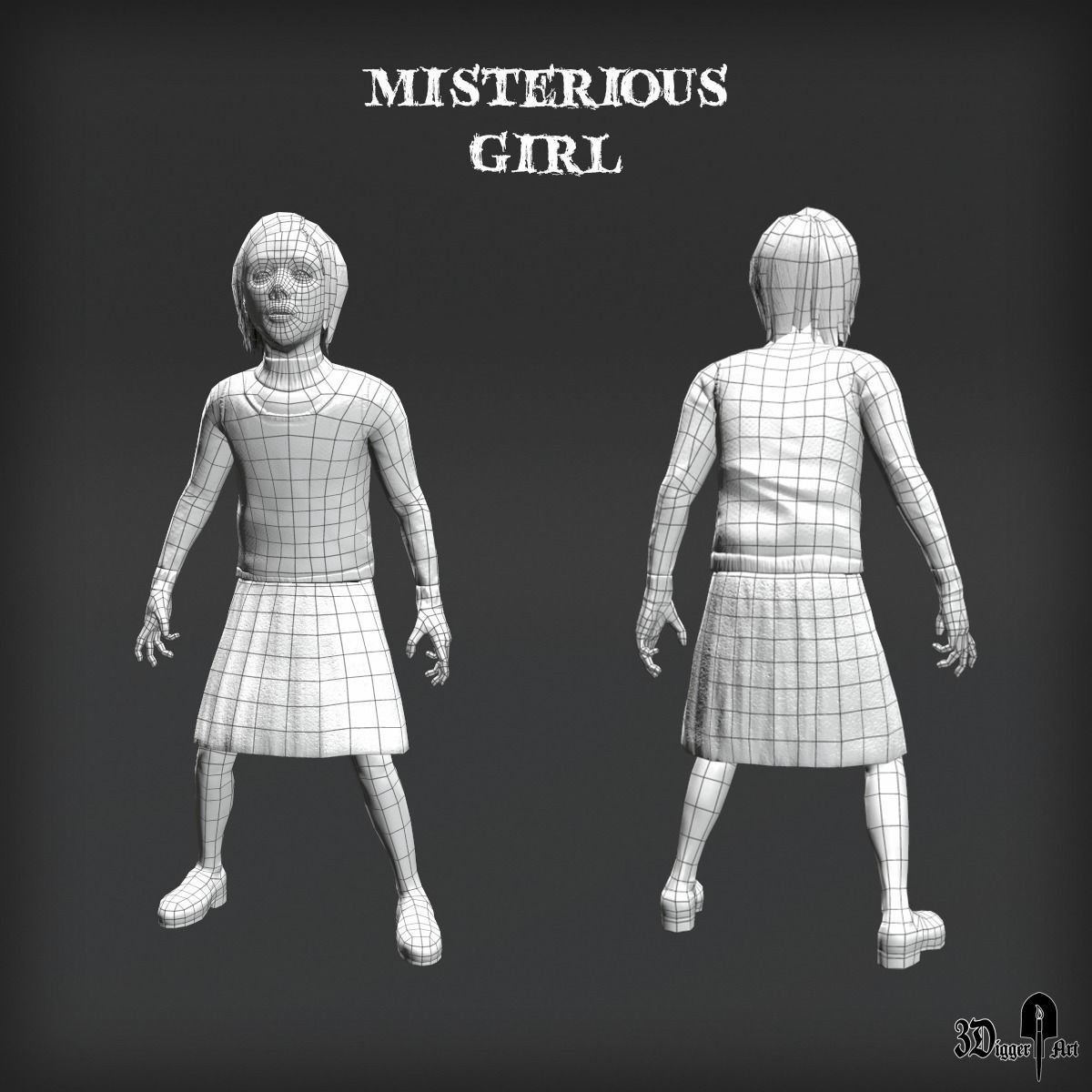 Mysterious Girl Low-poly 3D model_4