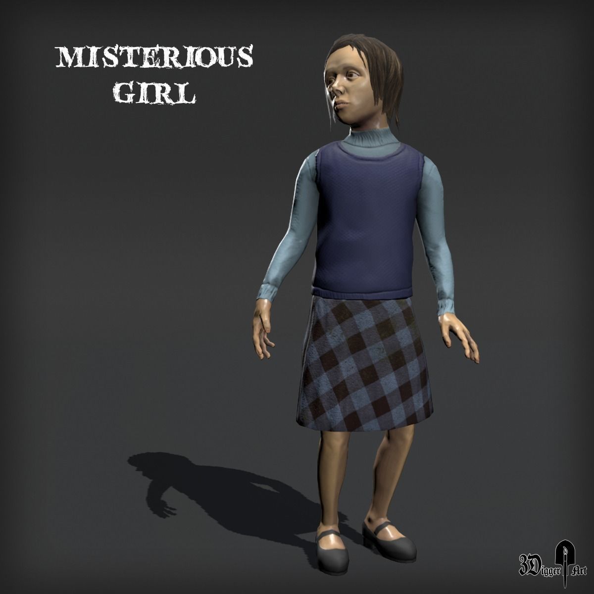 Mysterious Girl Low-poly 3D model_7