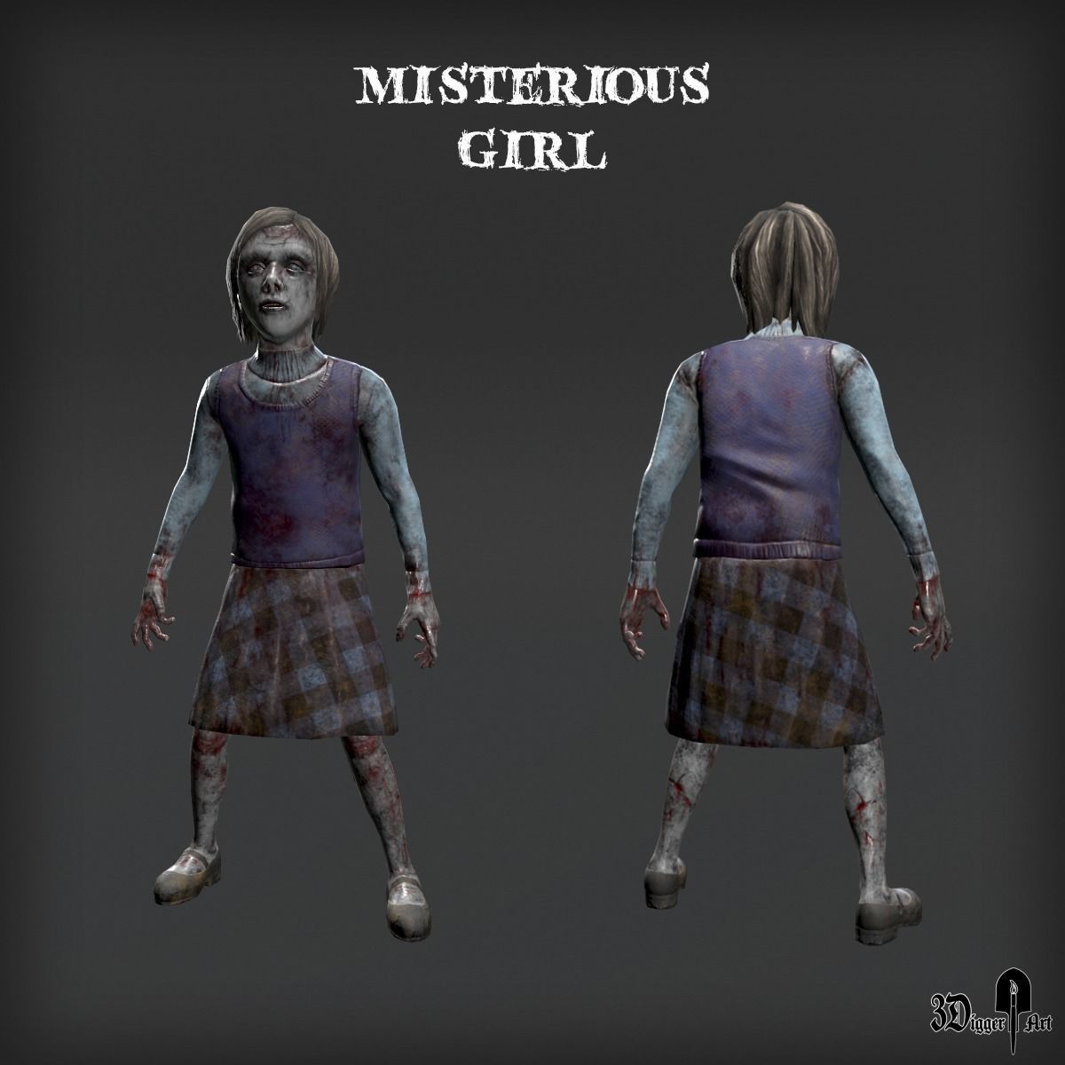 Mysterious Girl Low-poly 3D model_3