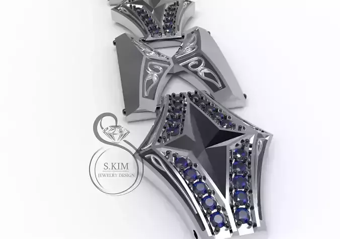 Men brutal bracelet enamel and gems 3D print model