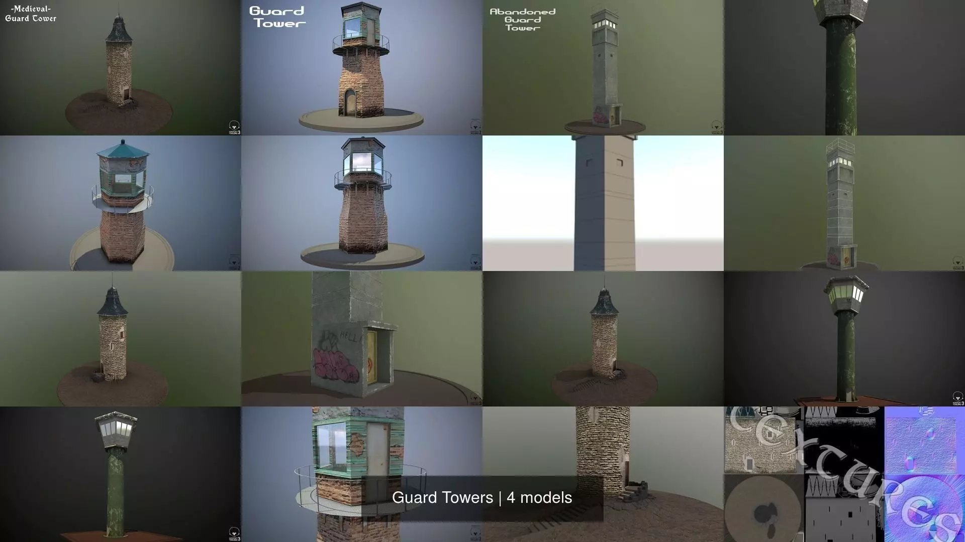 Guard Towers 3D Model Collection_1