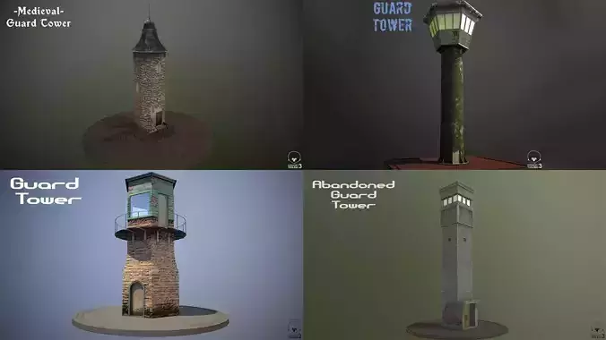 Guard Towers 3D Model Collection