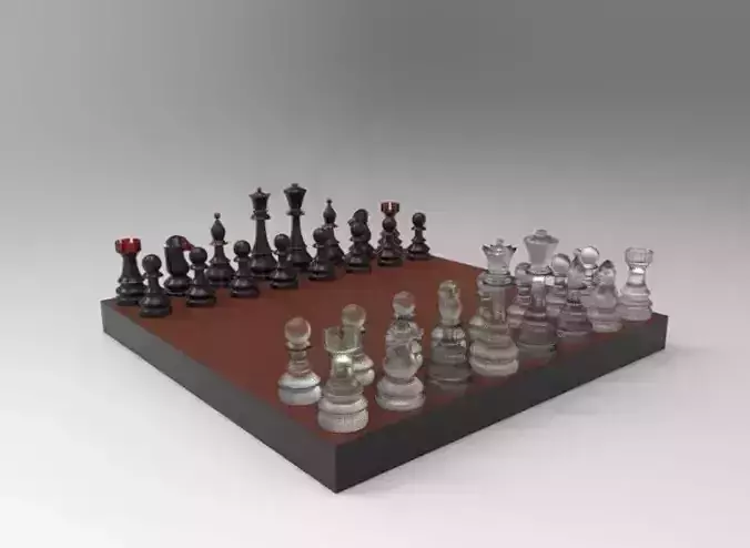 chess board and coins 3D model