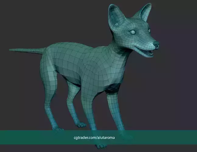 Fox Dog Basemesh Unwrapped Animation Groom Subdivision Ready Low-poly 3D model