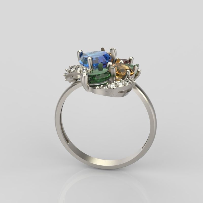 Design Women ring with gems 3dm stl 3D print model 3D print model_8