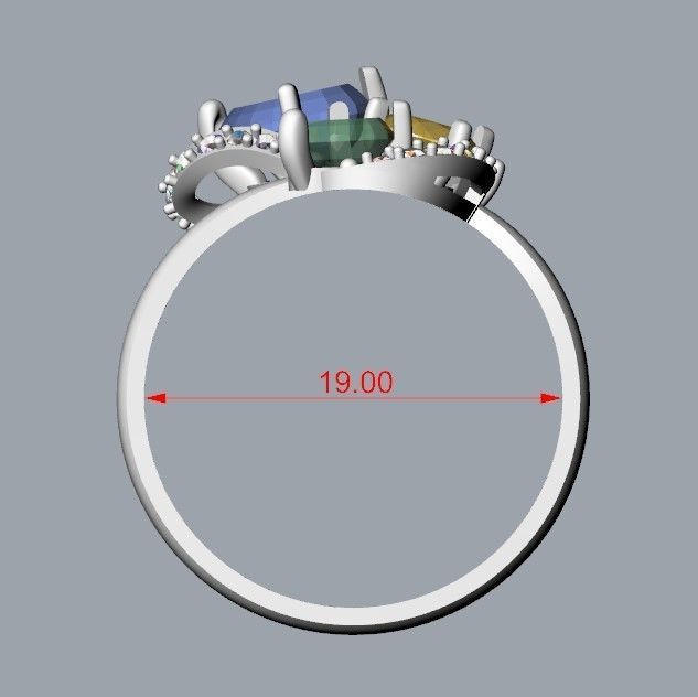 Design Women ring with gems 3dm stl 3D print model 3D print model_14