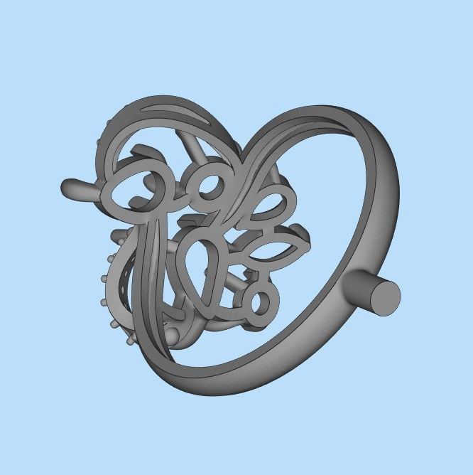 Design Women ring with gems 3dm stl 3D print model 3D print model_25