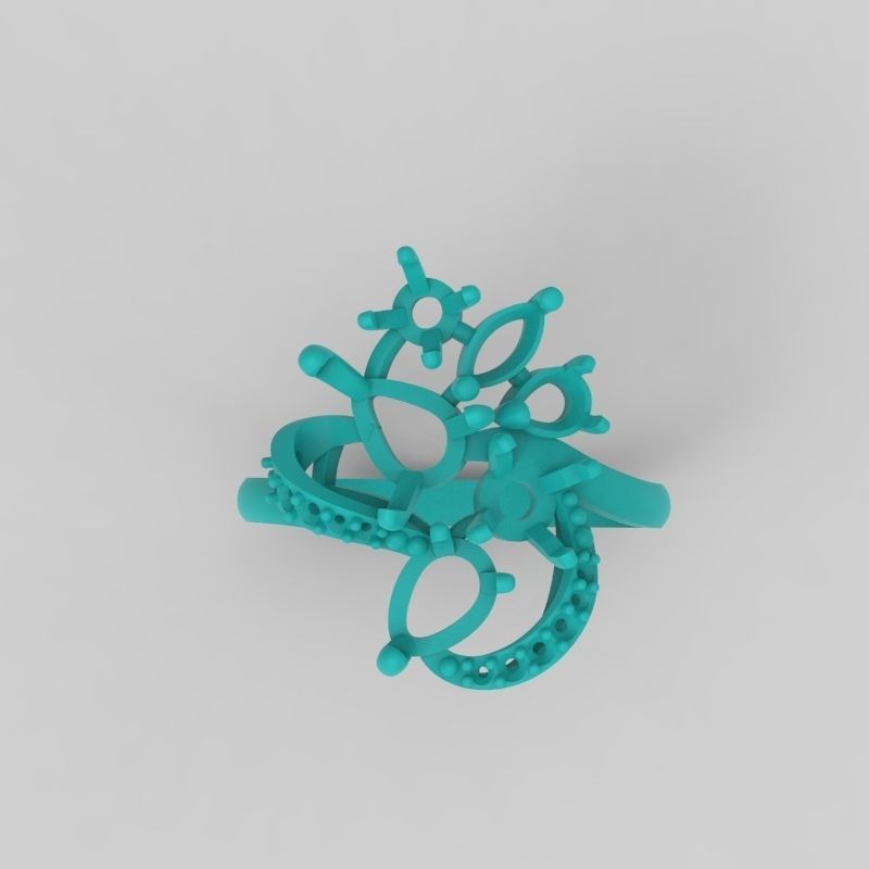 Design Women ring with gems 3dm stl 3D print model 3D print model_12
