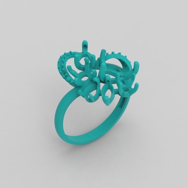 Design Women ring with gems 3dm stl 3D print model 3D print model_13