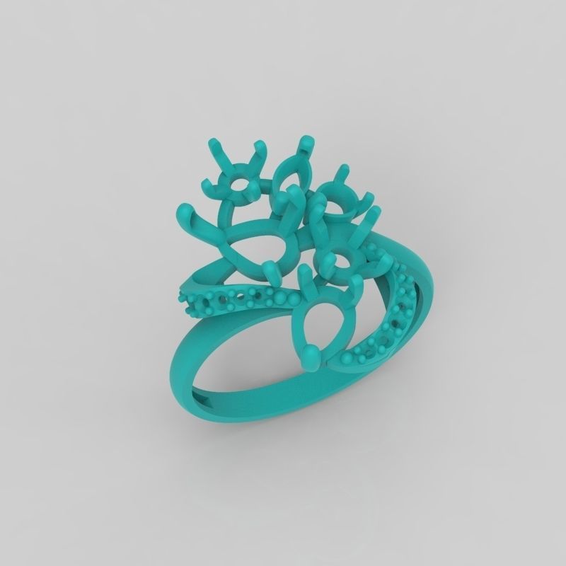 Design Women ring with gems 3dm stl 3D print model 3D print model_11